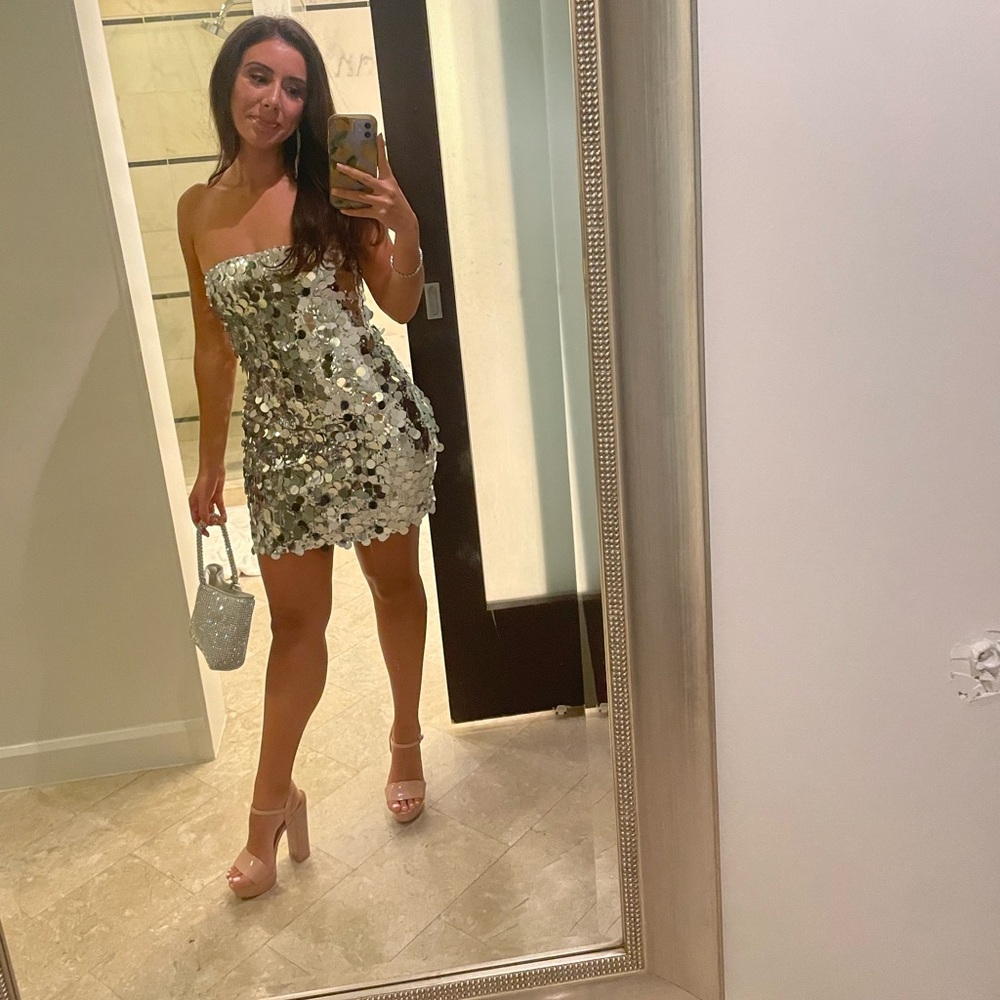 On A Night Like This Mini Dress Silver white fox